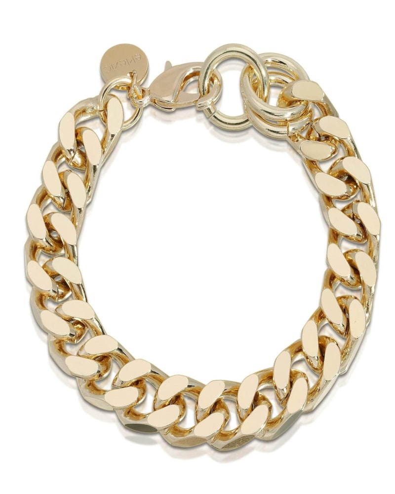 Front of a size 8" Taraji Bracelet 8" Gold in Gold by Eklexic. | dia_product_style_image_id:282376
